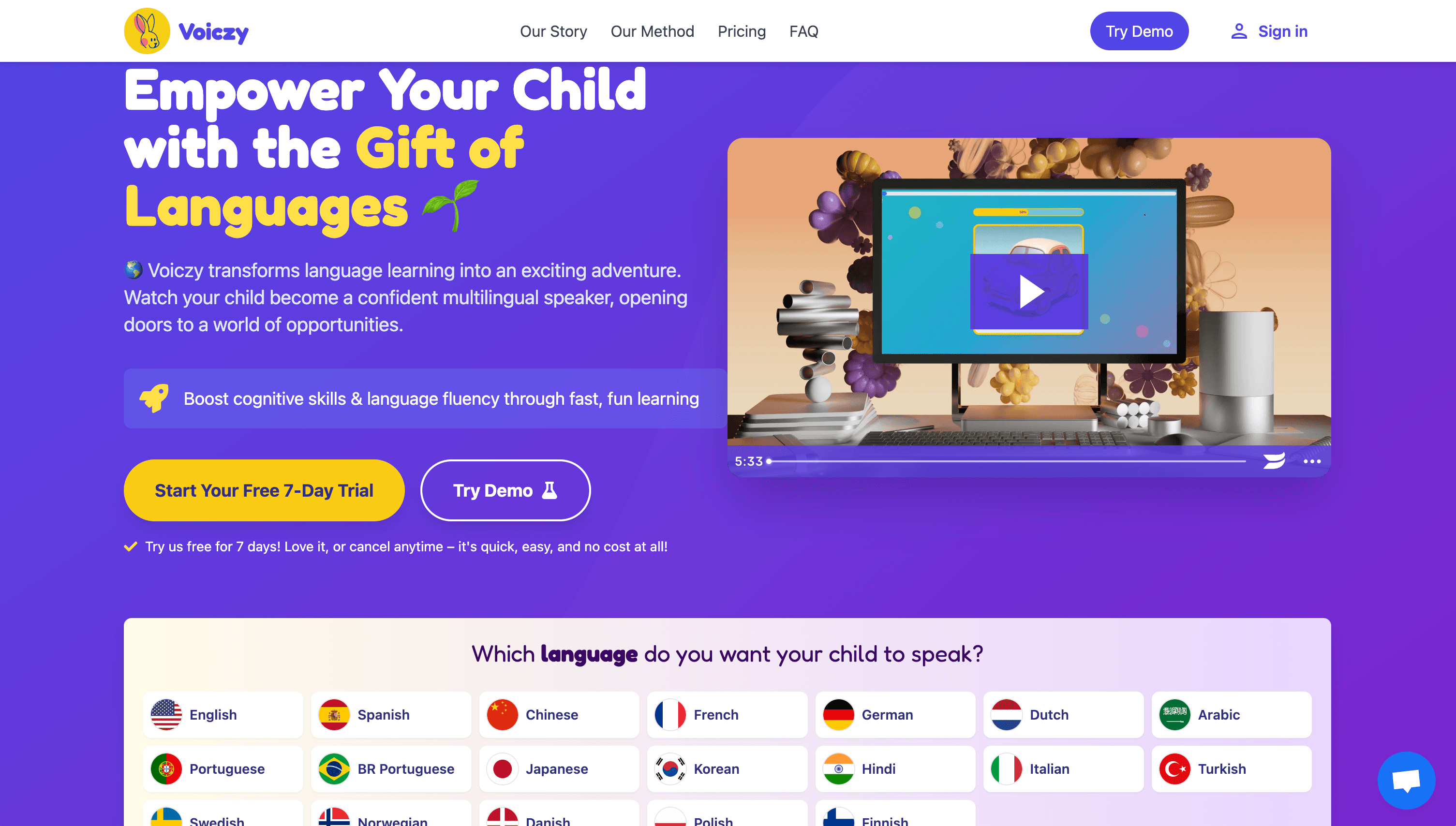 Voiczy: 家族の子ども向け言語学習革命の旅